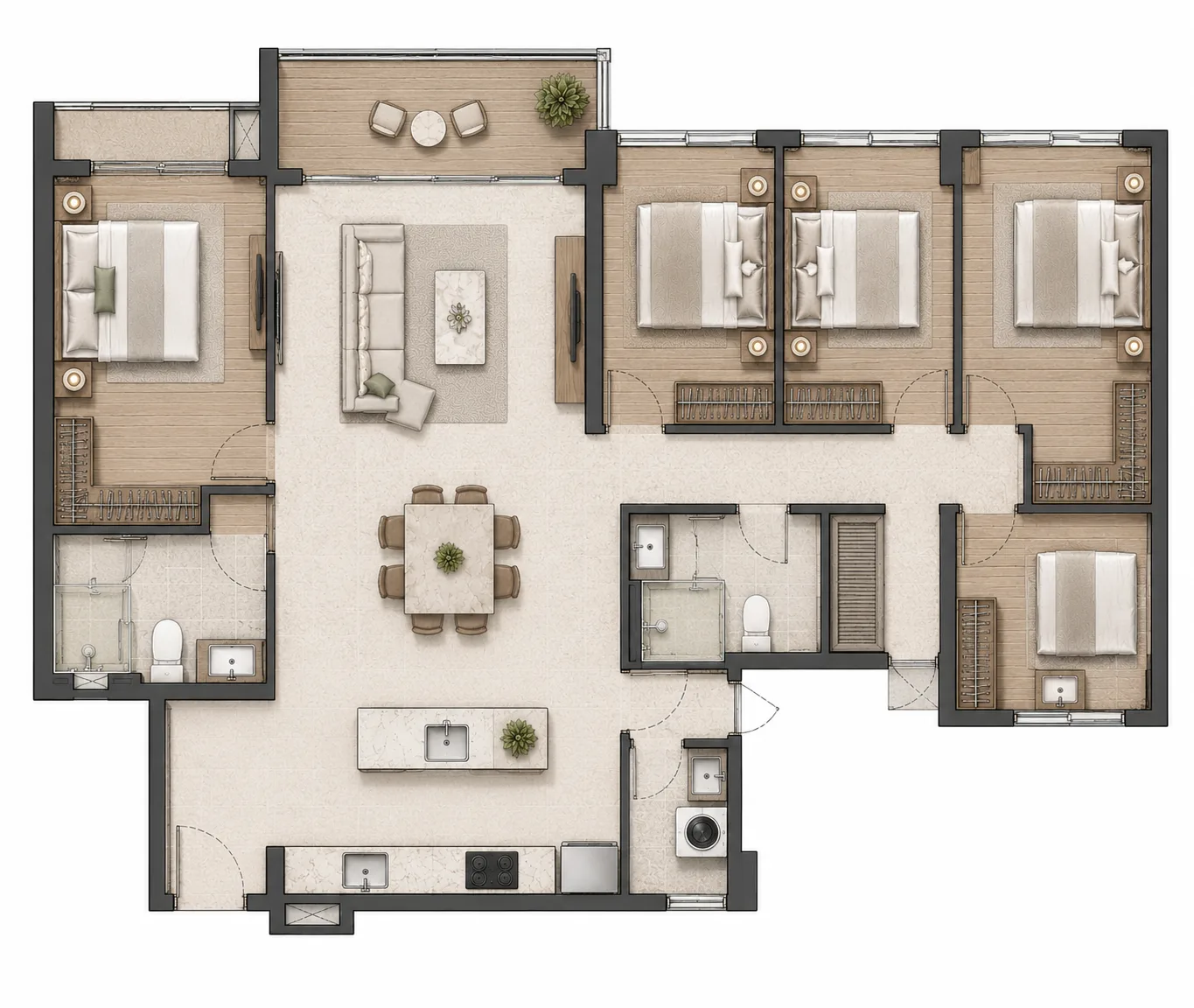 Hougang Central Condo 4-bedroom sample floor plan